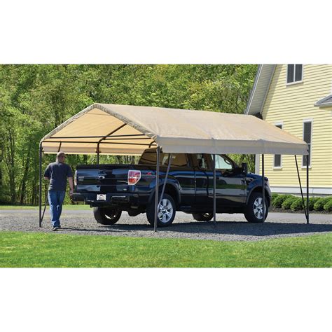 review shelter logic carport in a box powder coated steel|shelterlogic ultra duty cover review.